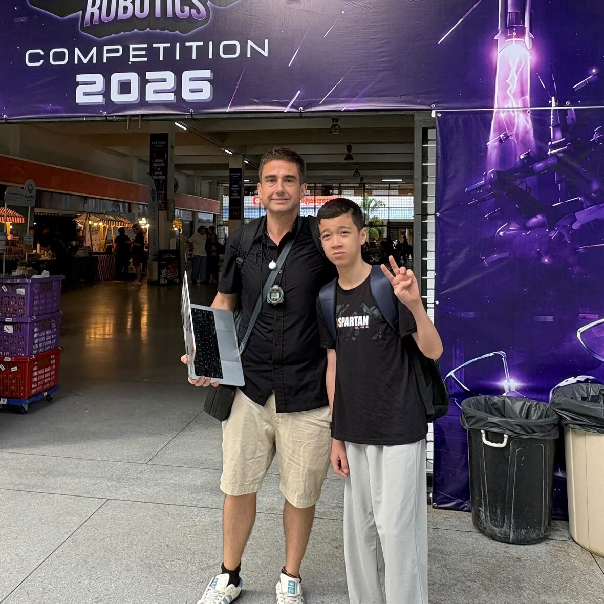 Mike and Miles Michelini at the EasyKids Robotics Competition 2026 in Chiang Mai