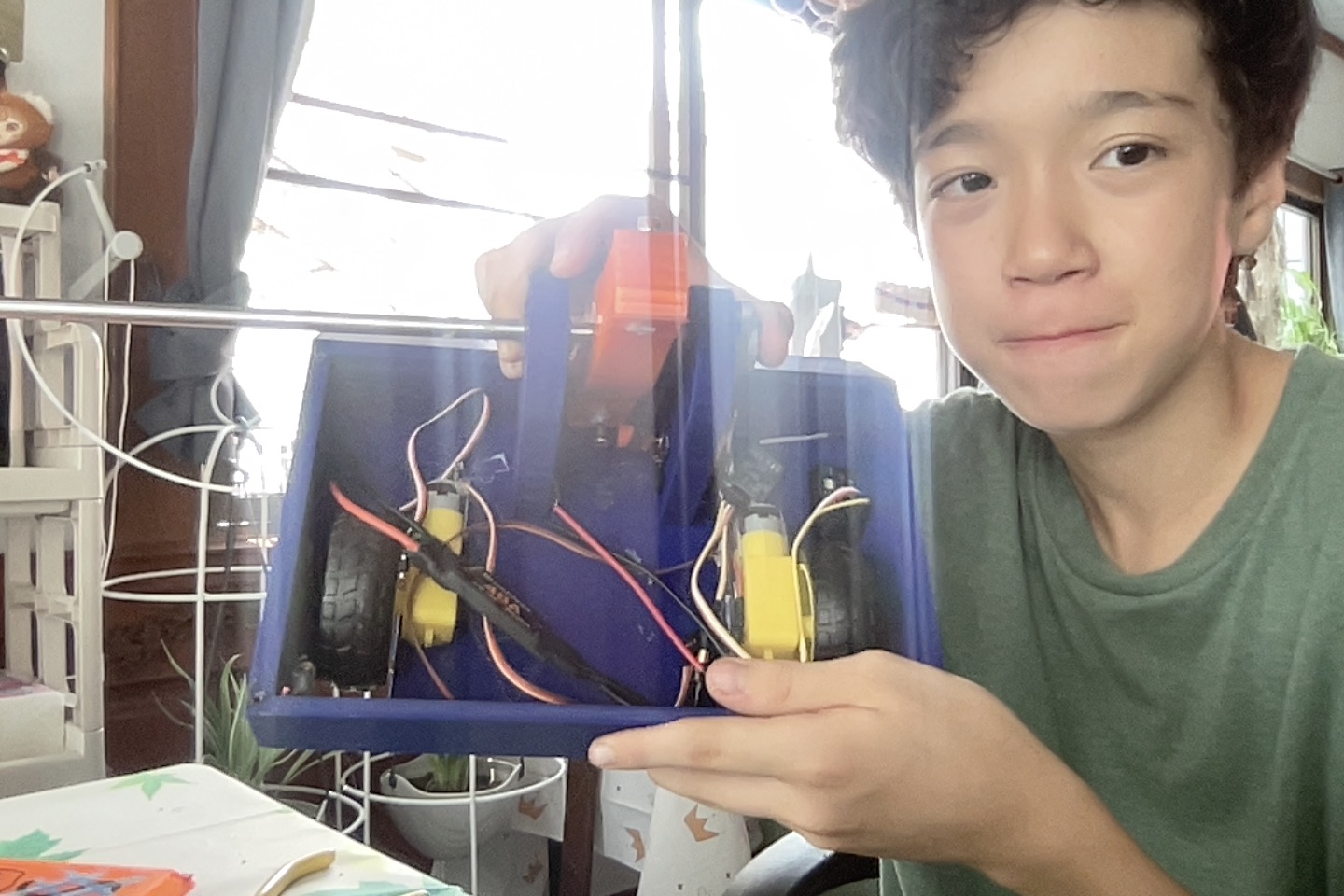 Miles Michelini with his sumo robot